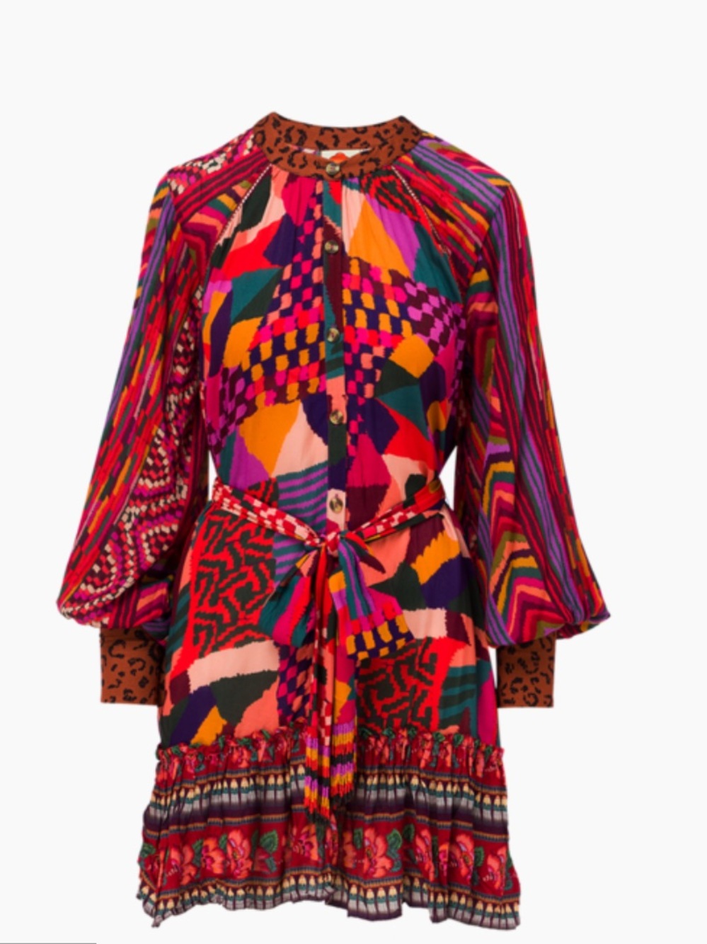 FARM RIO Mixed Abstract Patches Mini Dress Size Large NEW WITH TAGS